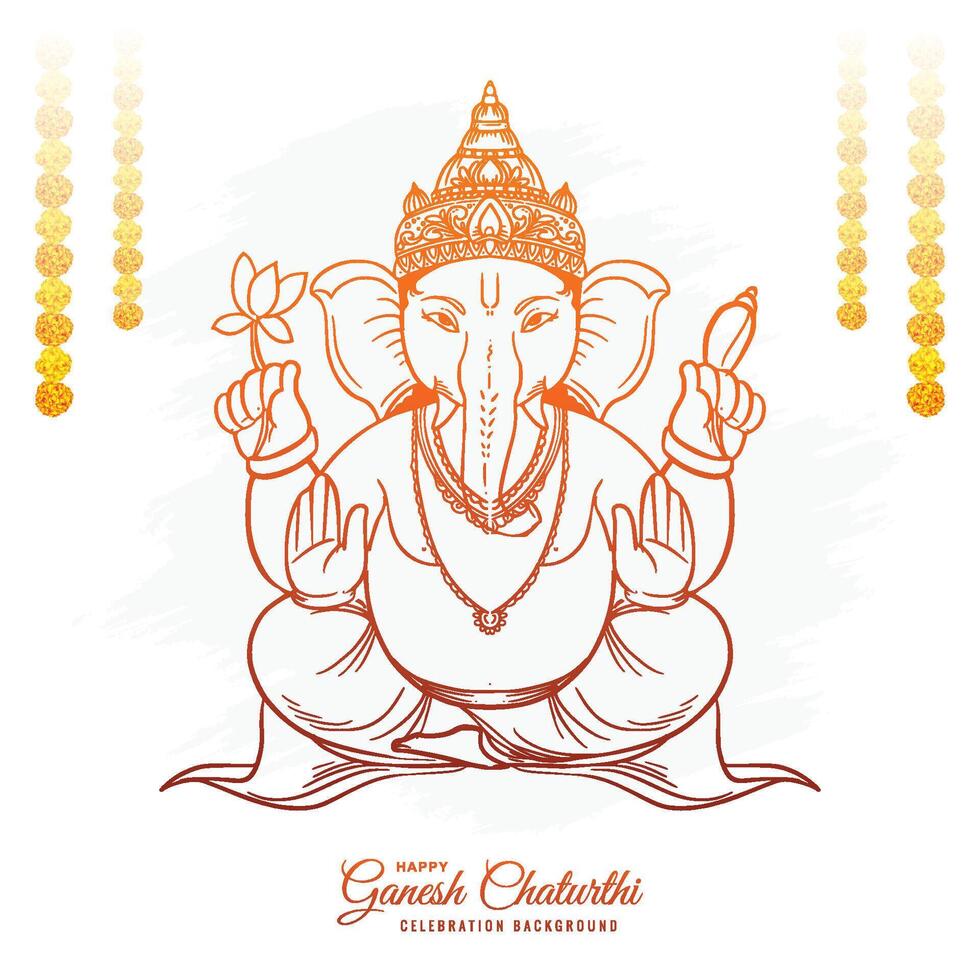 Beautiful sketch art ganesh chaturthi card design vector
