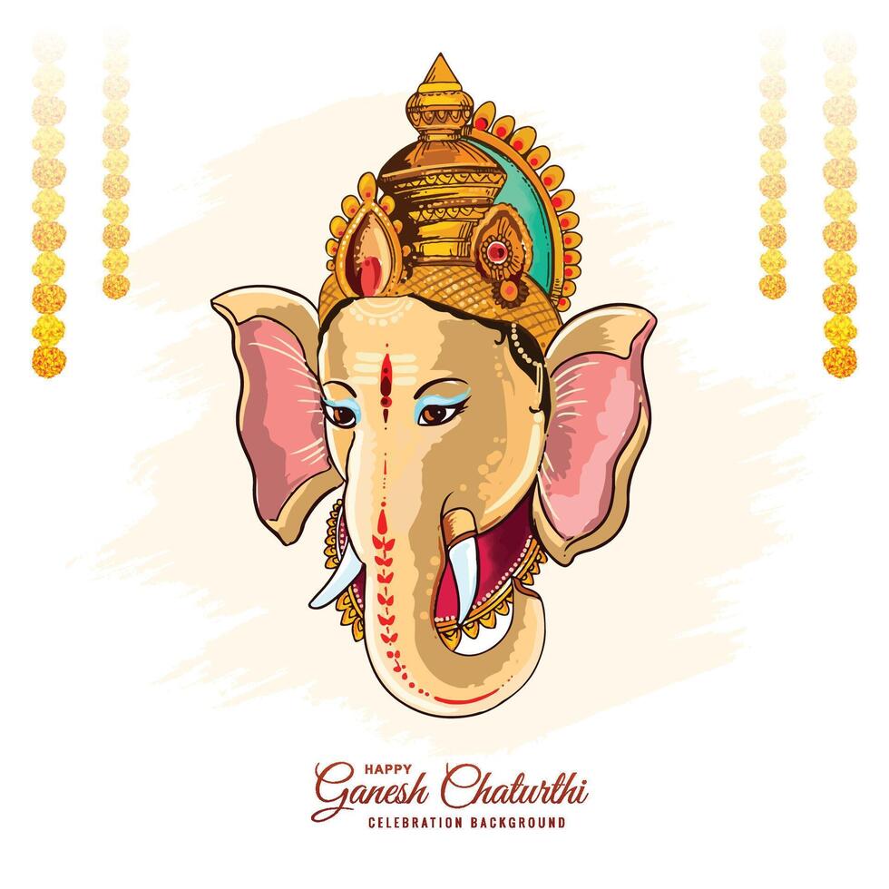 Beautiful happy ganesh chaturthi creative card design vector