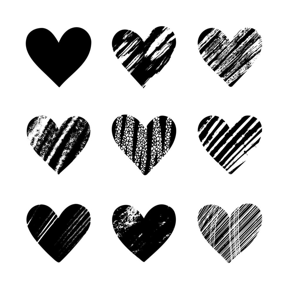 Doodle heart, love symbol icon vector