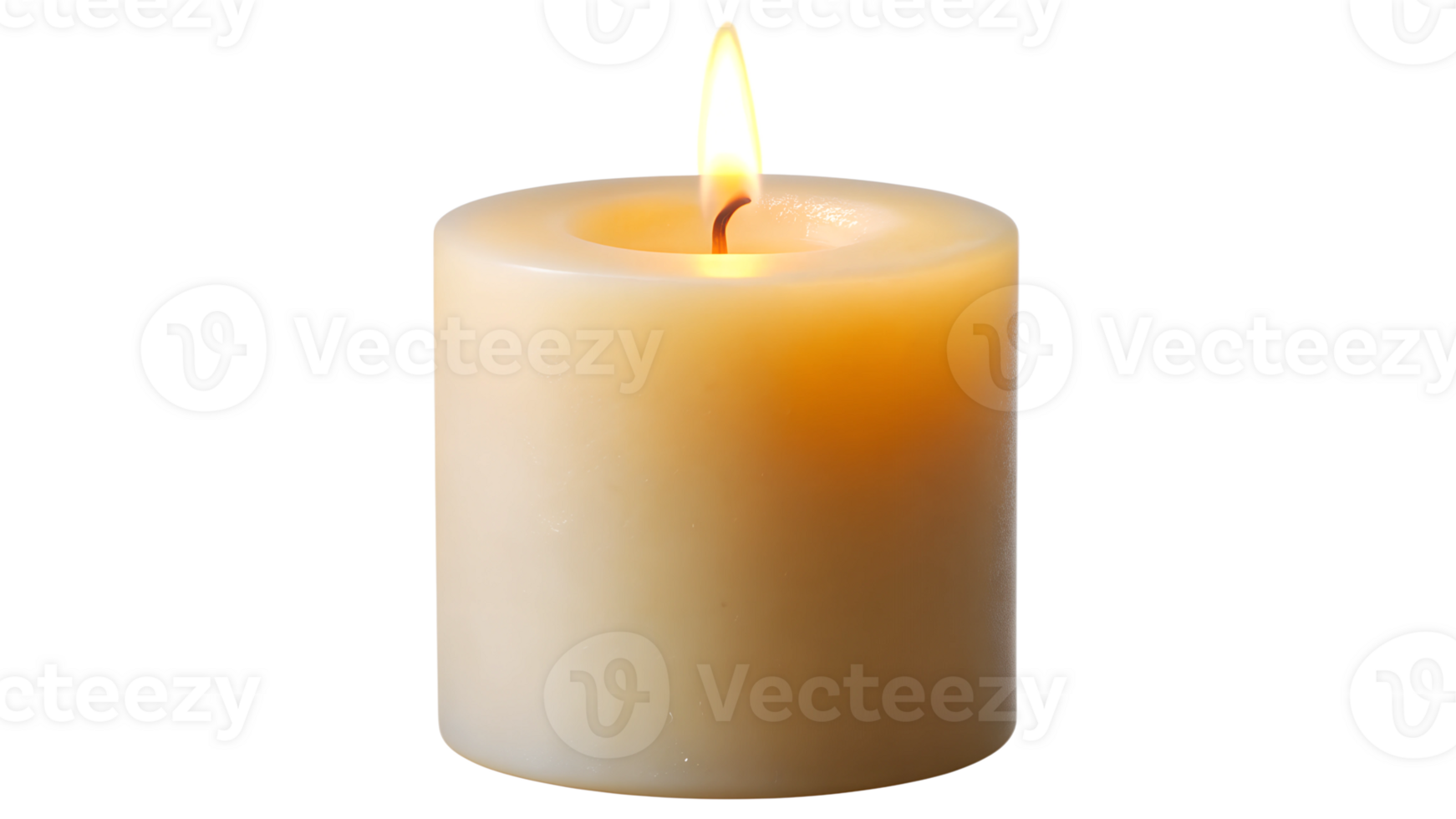Lit candle with warm flame on transparent background png