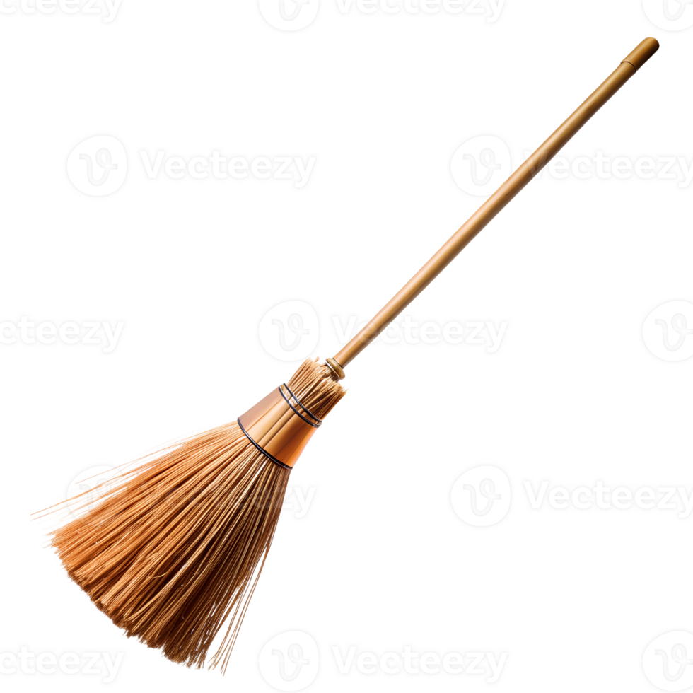 Traditional broomstick with wooden handle isolated. Halloween item. png