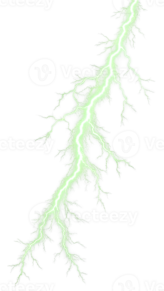 Electric green lightning bolt with transparent backdrop png