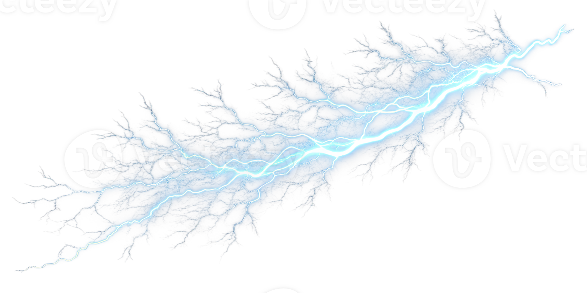 Horizontal blue lightning streak with electric energy on transparent background png