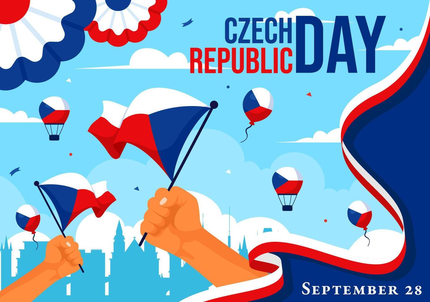 Happy Czech Republic National Day Illustration on September 28th with a Waving Flag in Celebrations and Festivals Flat Style Cartoon Background vector