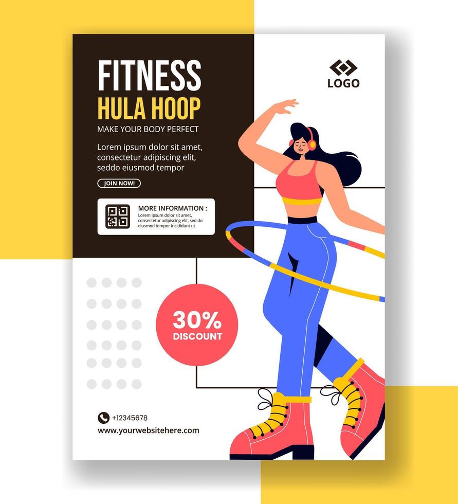 Hula Hoop Vertical Poster Flat Cartoon Hand Drawn Templates Background Illustration vector