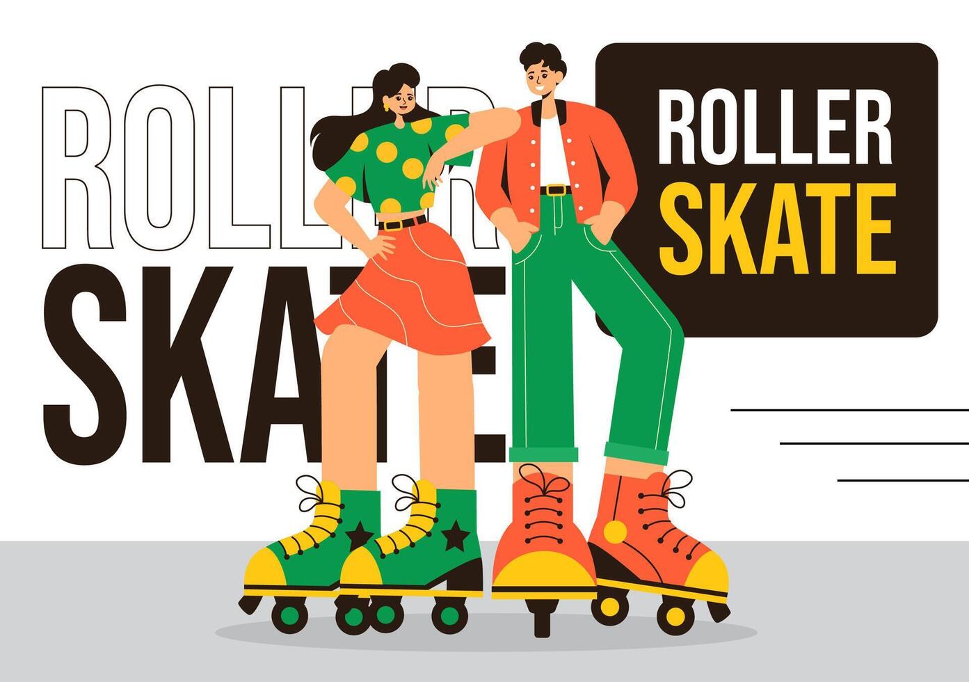 Roller Skates Social Media Background Flat Cartoon Hand Drawn Templates Illustration vector