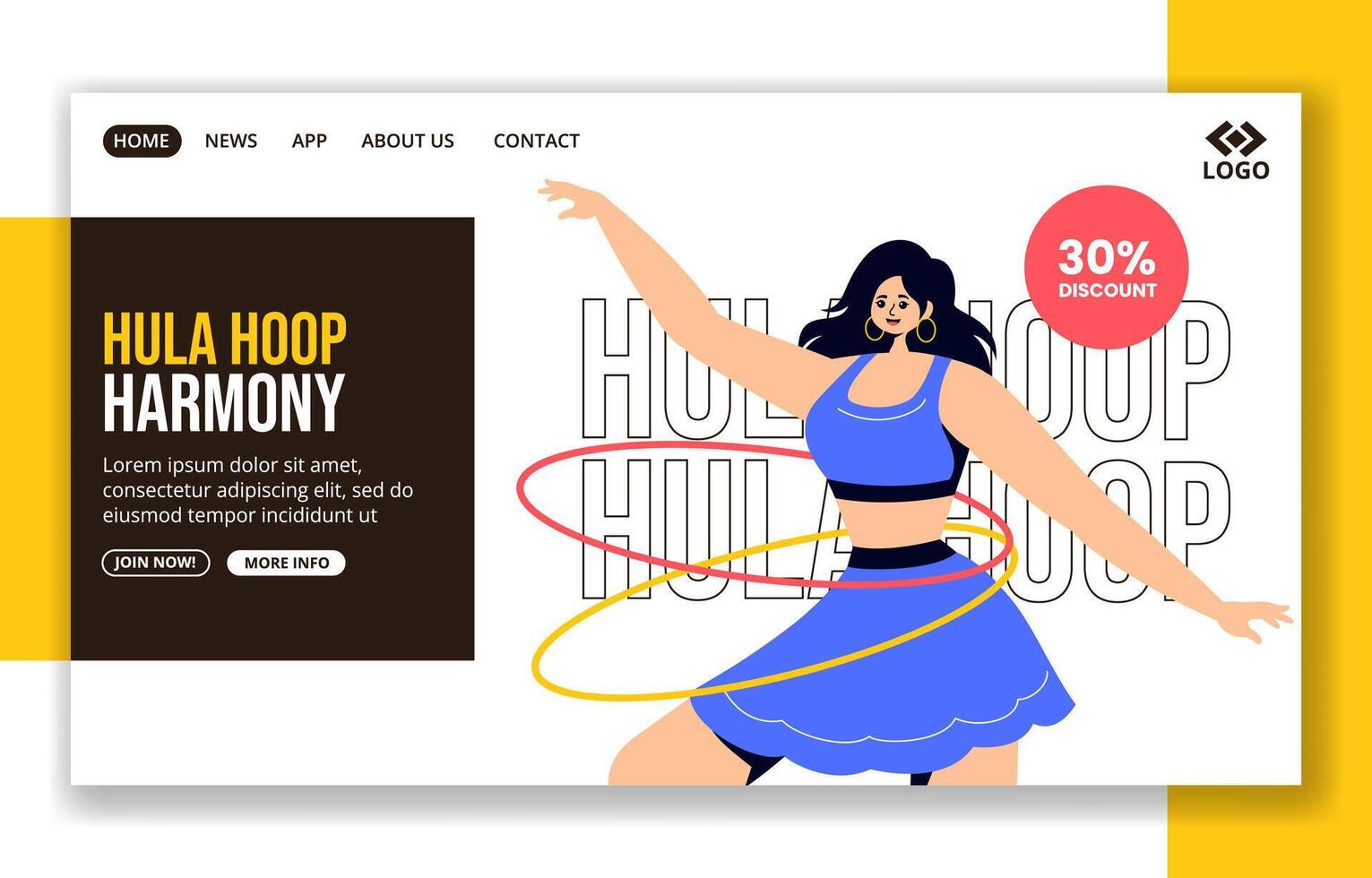 Hula Hoop Social Media Landing Page Cartoon Hand Drawn Templates Background Illustration vector