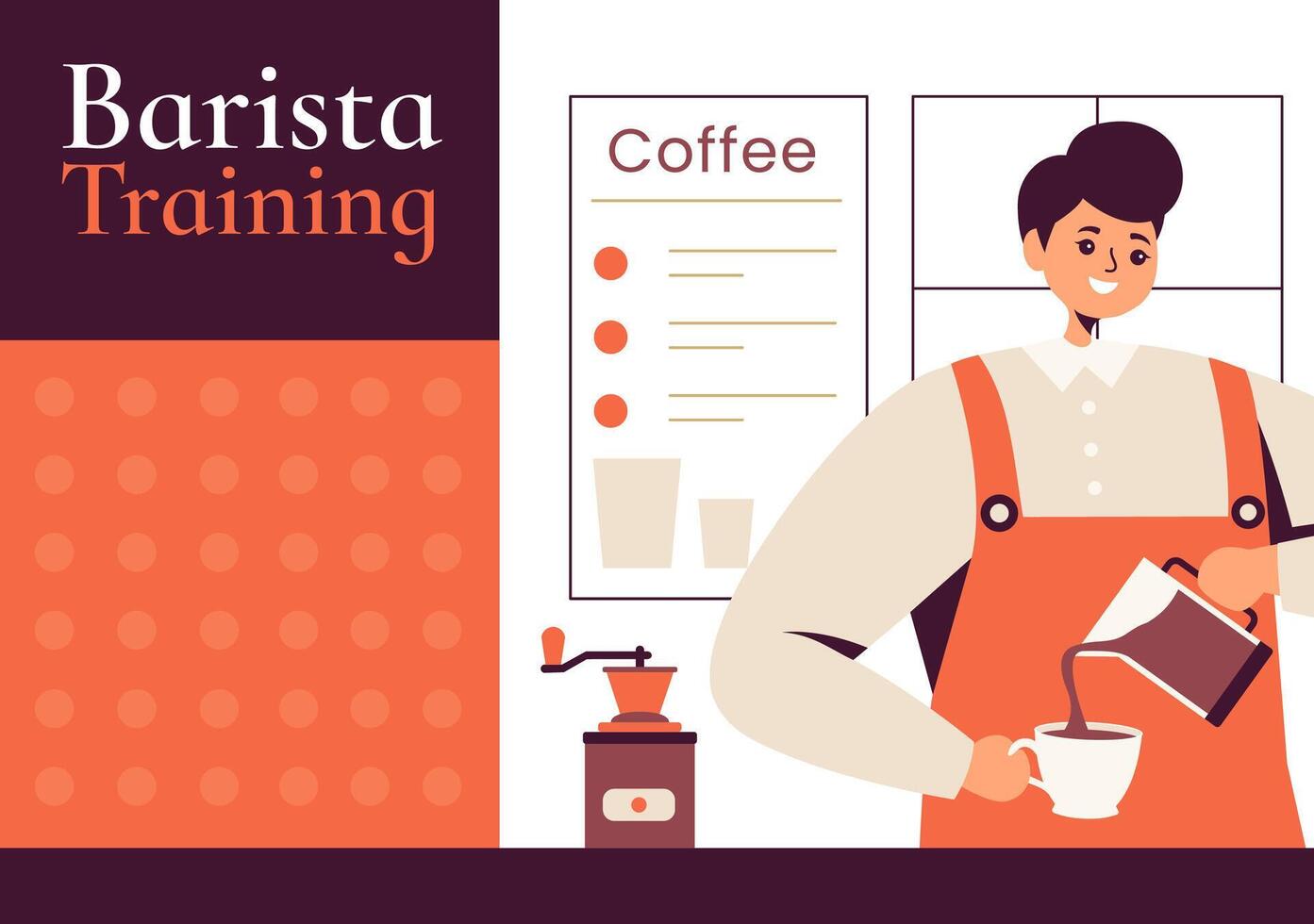 Barista Social Media Background Flat Cartoon Hand Drawn Templates Illustration vector
