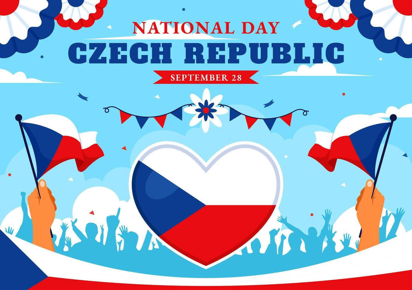 Happy Czech Republic National Day Illustration on September 28th with a Waving Flag in Celebrations and Festivals Flat Style Cartoon Background vector