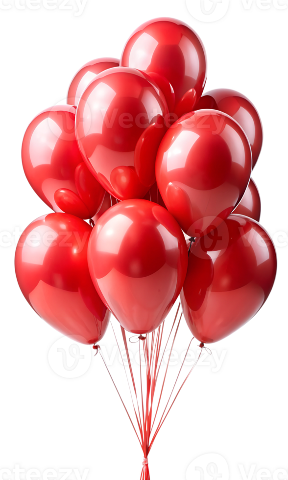 Glossy red balloon arrangement, cut out transparent png