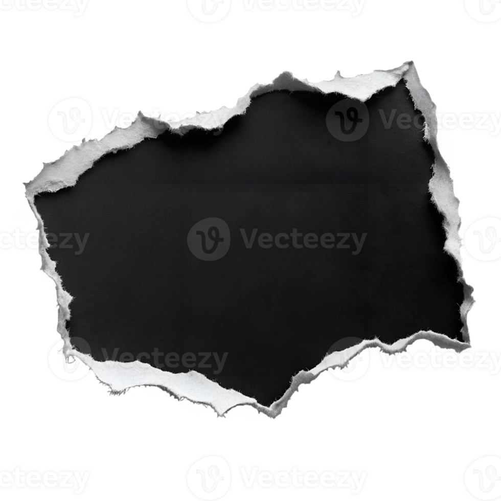 Black ripped paper piece, isolated on transparent background png