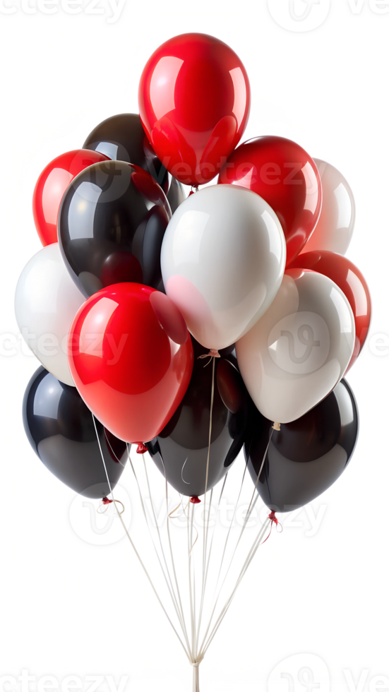 Red, white, and black balloon bunch, cut out transparent png
