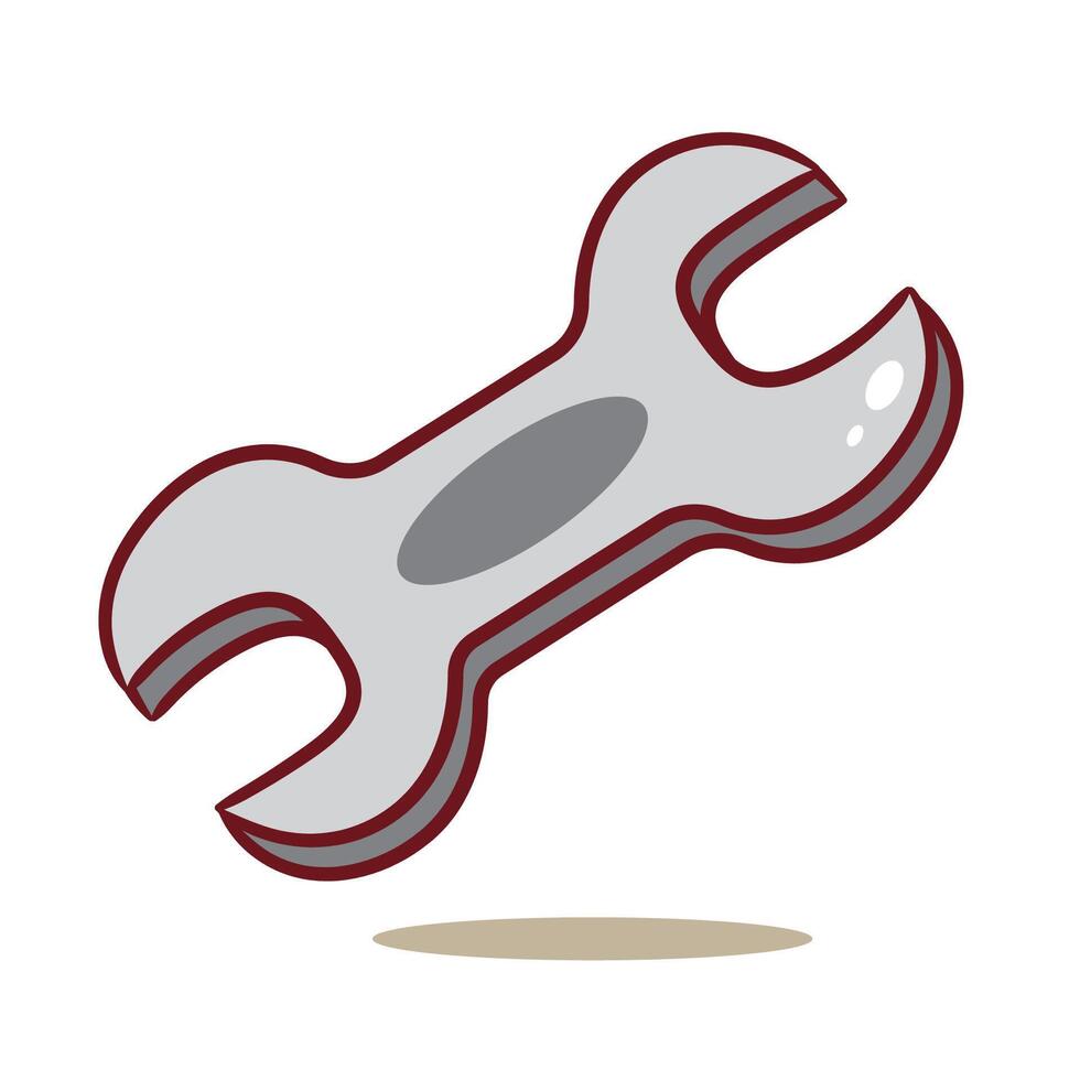 Wrench Spanner Cartoon Illustration. Construction, Repair and Building Concept Design. Isolated background vector