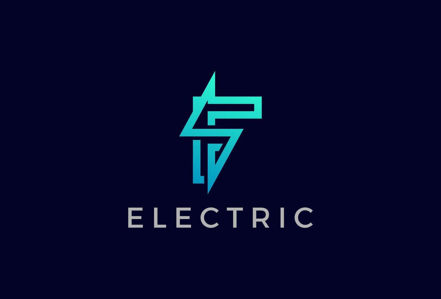 Letter F Electric Logo, abstract letter F with lightning bolt combination, tunder bolt design logo template, illustration vector