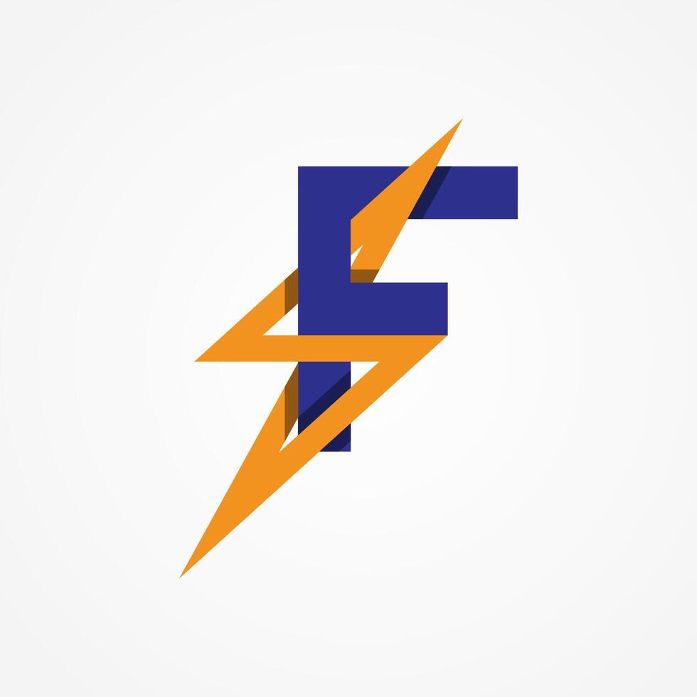 Letter F Electric Logo, letter F with lightning bolt combination, tunder bolt design logo template, illustration vector