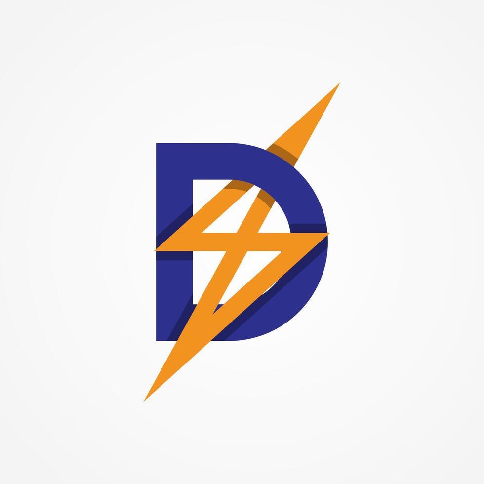 Letter D Electric Logo, letter D with lightning bolt combination, tunder bolt design logo template, illustration vector