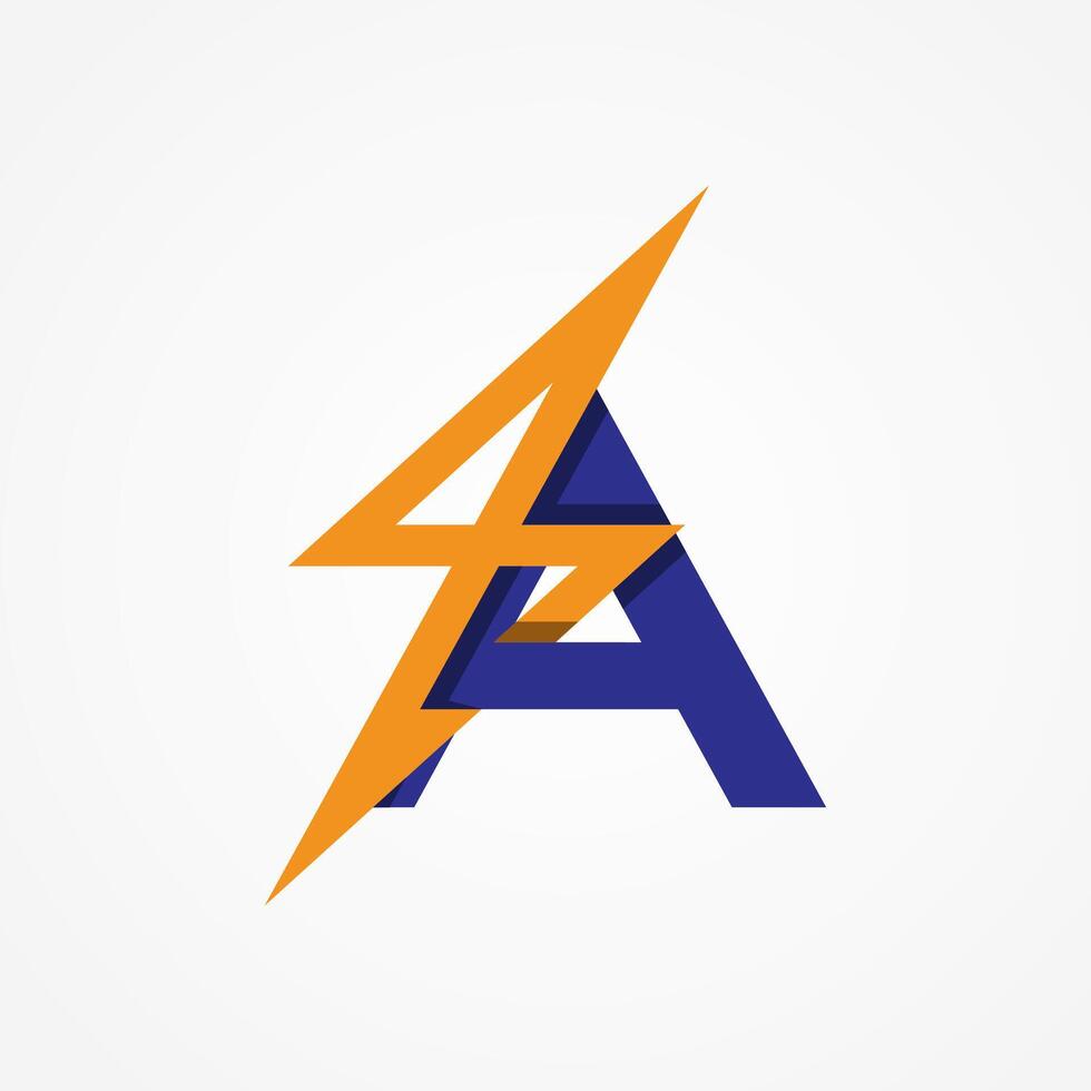 Letter A Electric Logo, letter A with lightning bolt combination, tunder bolt design logo template, illustration vector