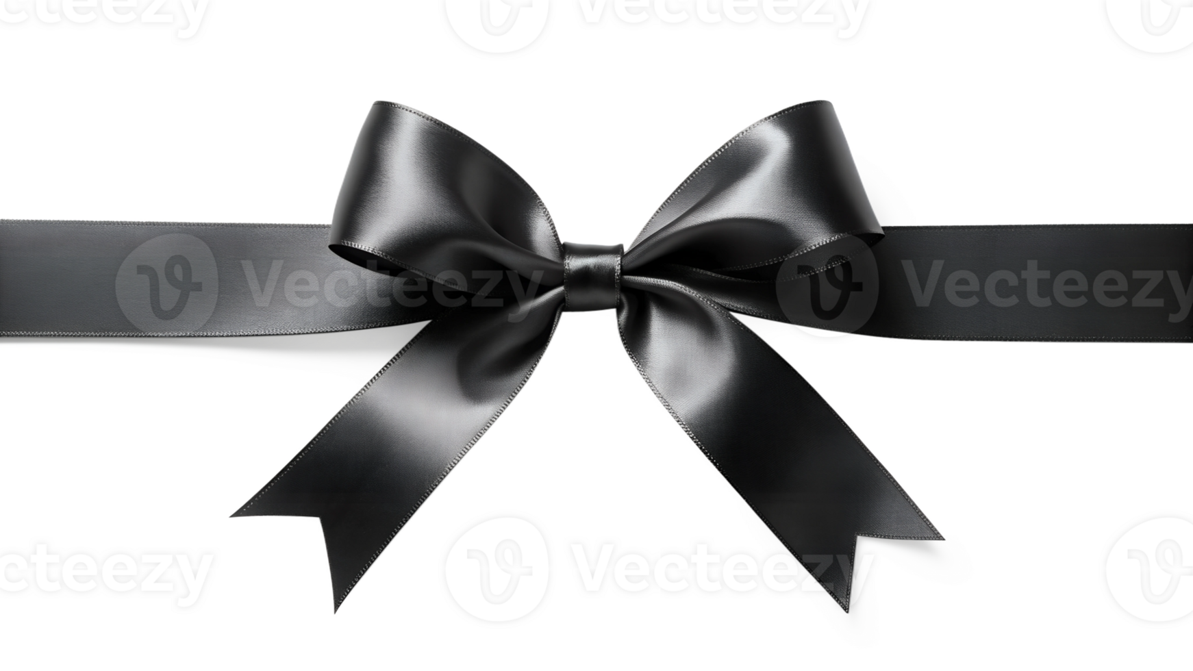 Elegant black ribbon bow, isolated on transparent background png