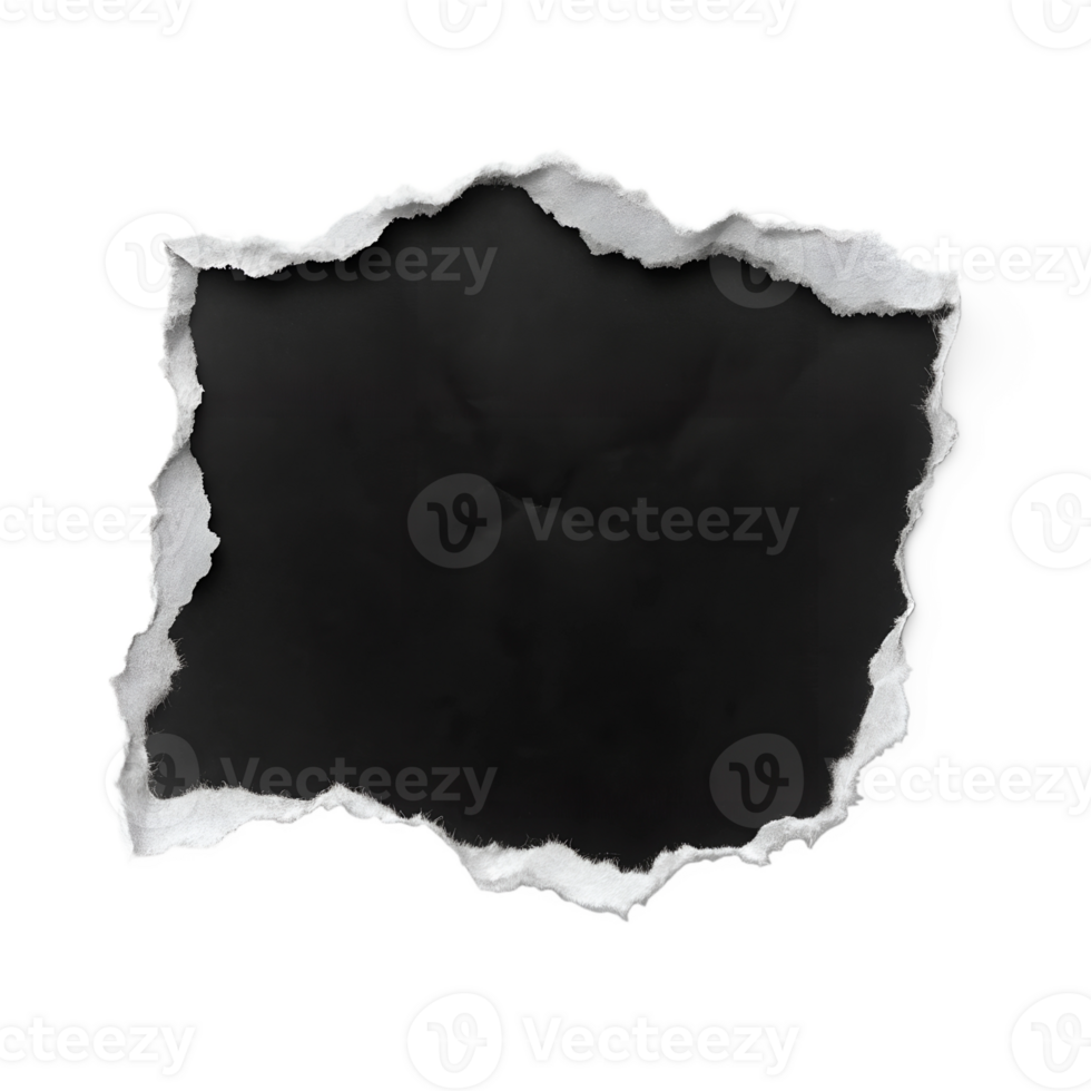Torn black paper scrap, isolated on transparent background png