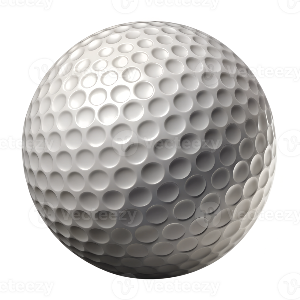 Detailed white golf ball with dimples, cut out transparent png