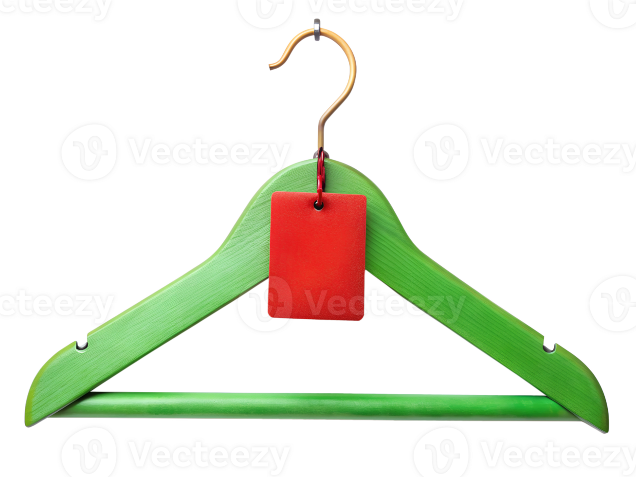 Green hanger with red label isolated on transparent background png