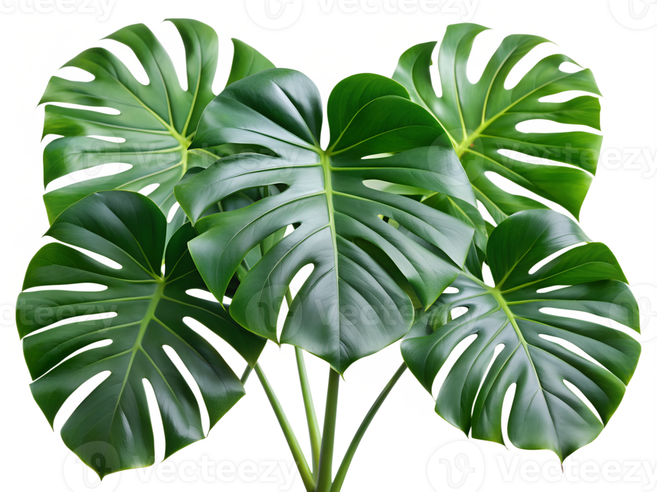 Split-leaf philodendron isolated, cut out transparent png