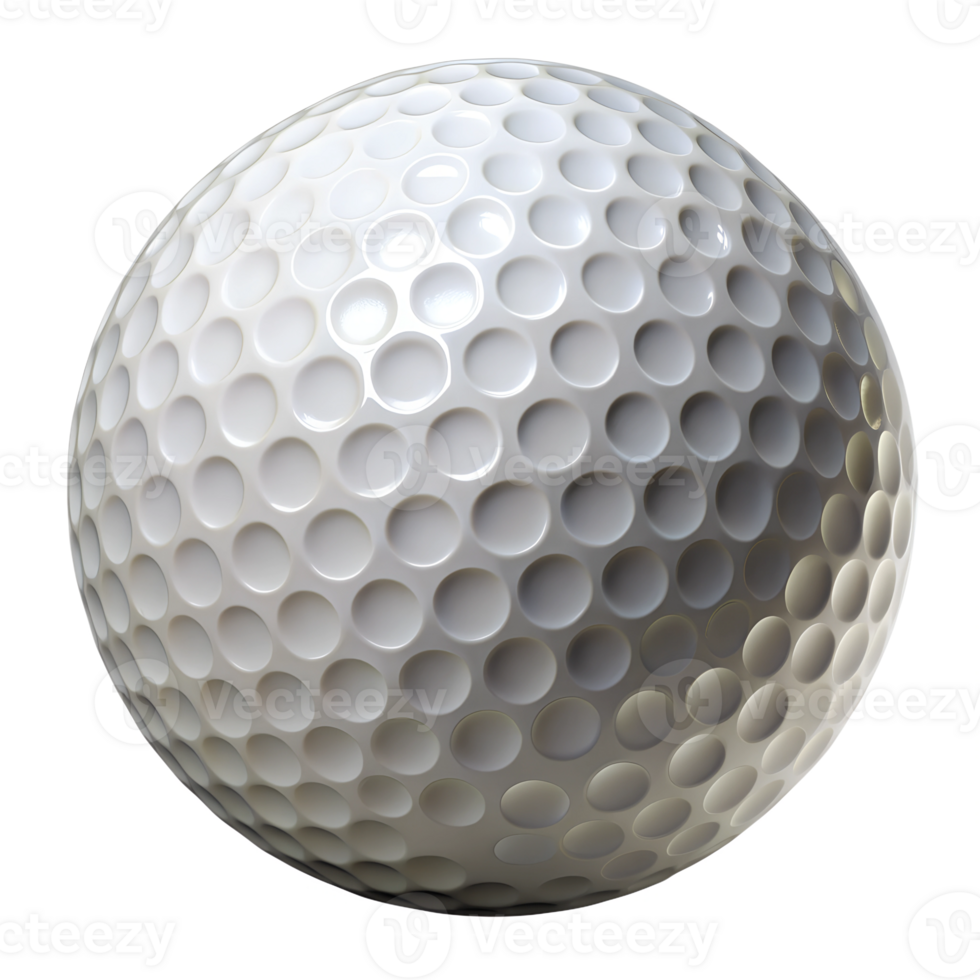 Professional white golf ball with detailed dimples, cut out transparent png