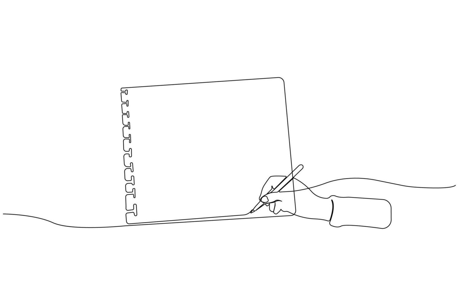 Writing on note pad continuous line art drawing. Simple hand-drawn note pad outline illustration. vector