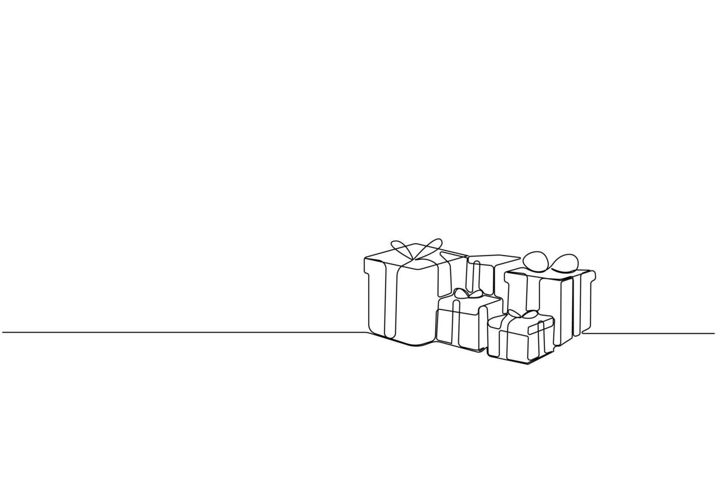 Simple hand-drawn gift boxes continuous line art isolated on white background. vector