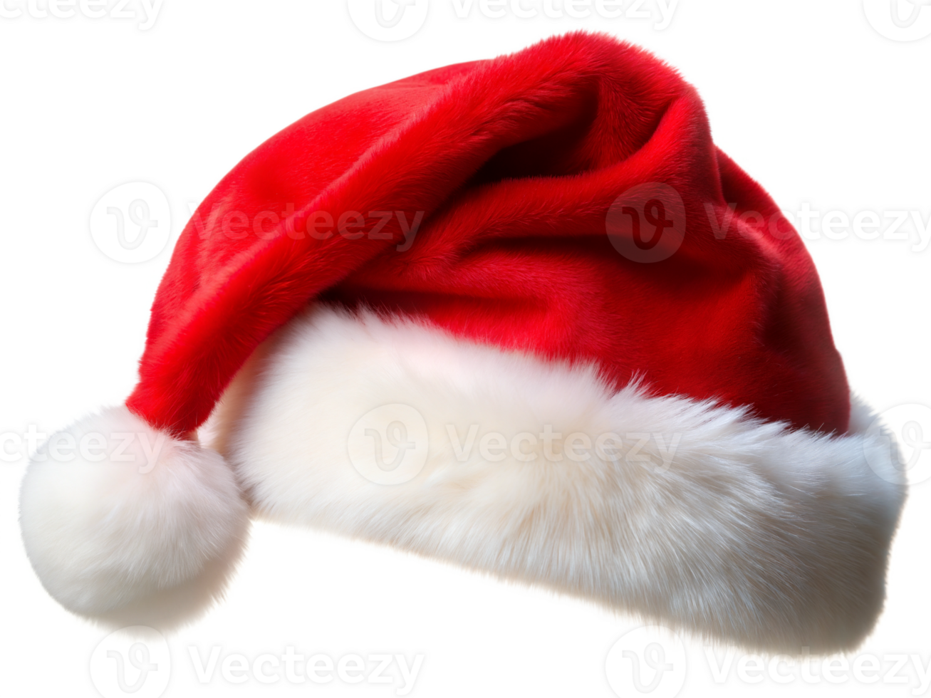 Santa Hat with White Fur Trim, isolated transparent background png