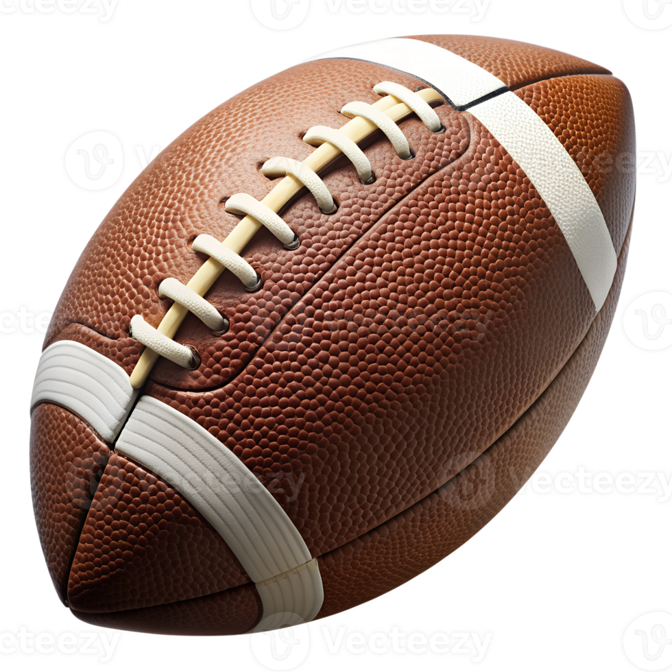 American football ball with white stripes, cut out transparent png