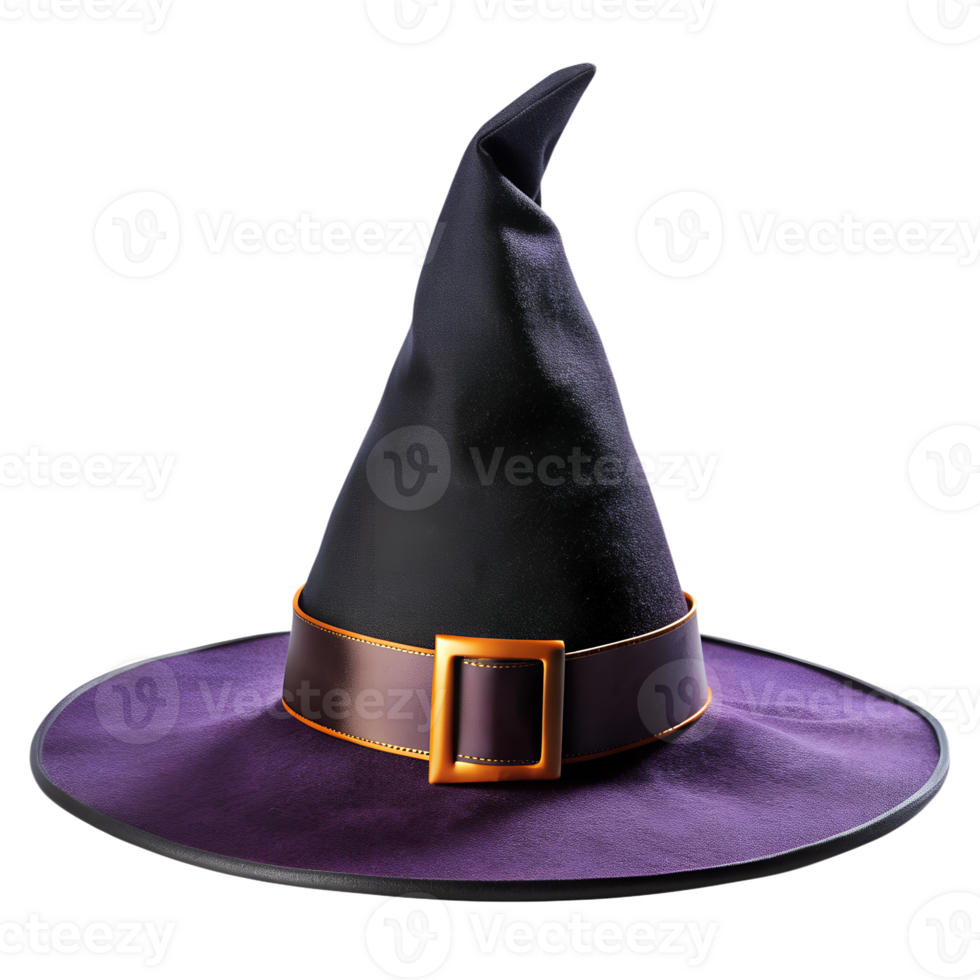 Witch hat with a buckle, cut out transparent png