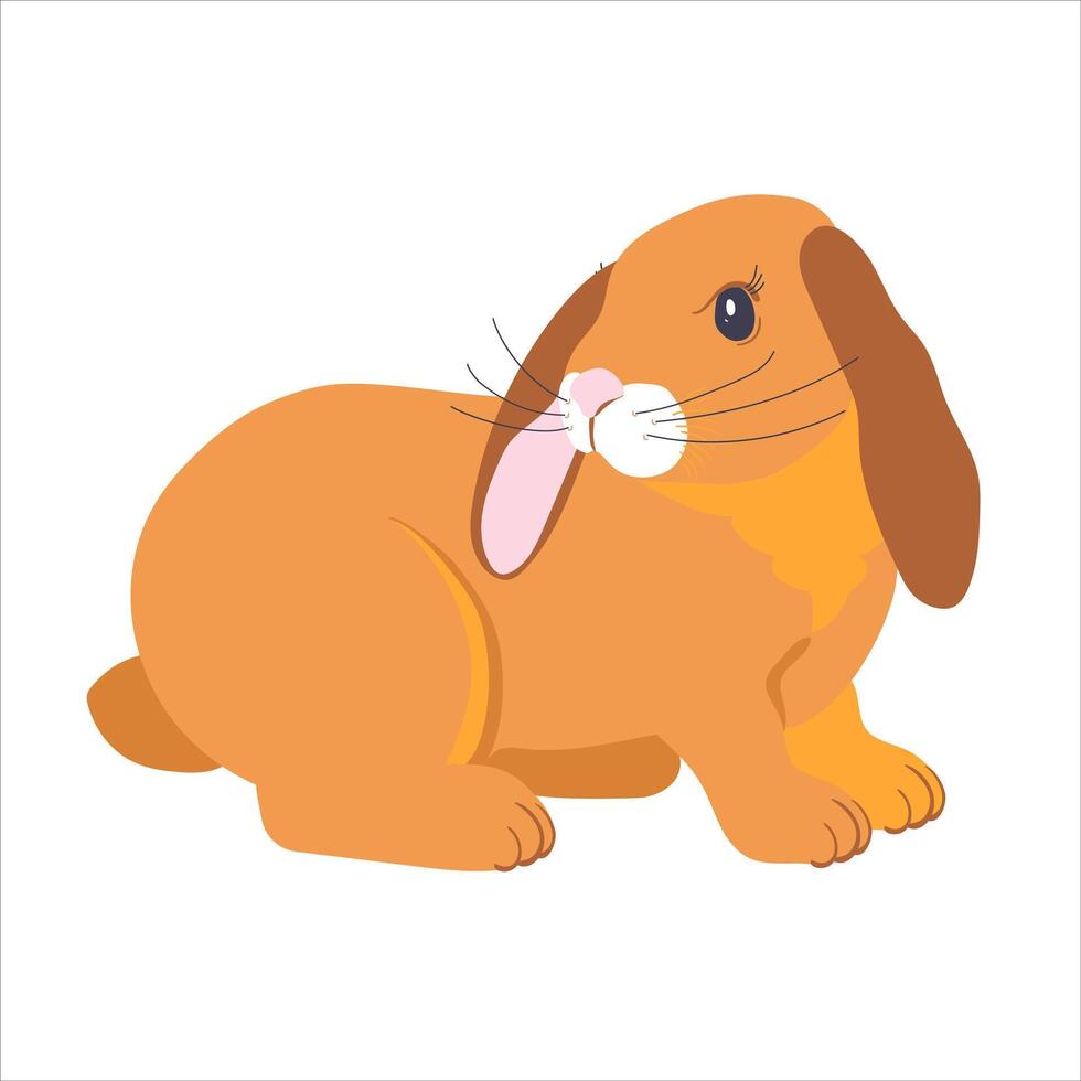 An attractive brown rabbit highlighted on a white background. Designer rabbit graphics for printing on invitations, holiday posters. Easter bunny. . vector