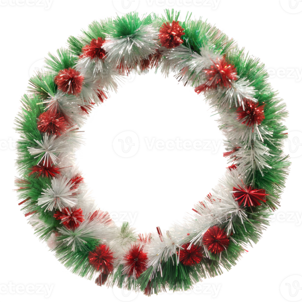 Christmas Wreath with Red and White Decorations, isolated transparent background png