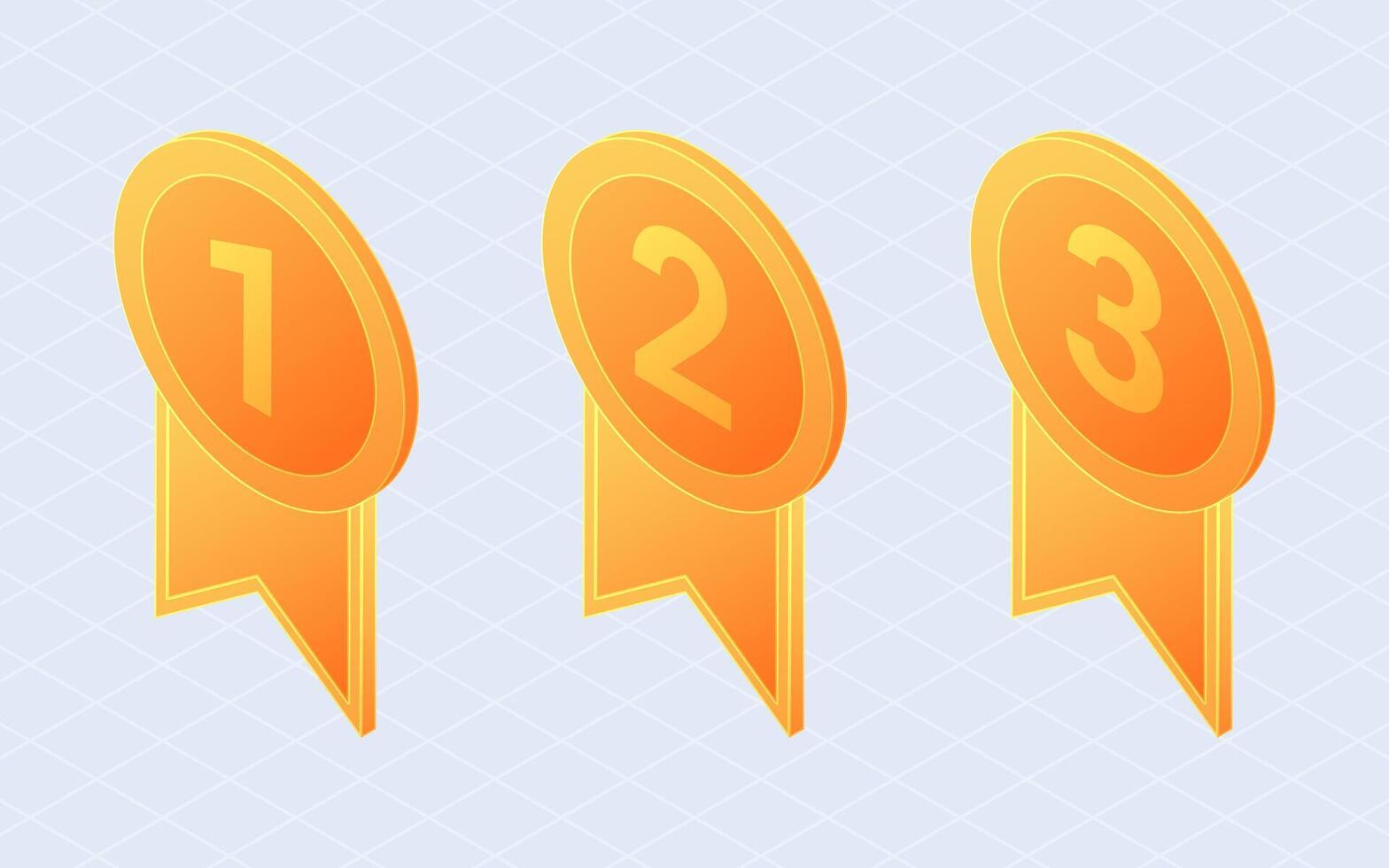 Isometric award medal. Champion trophy isolated on white background vector