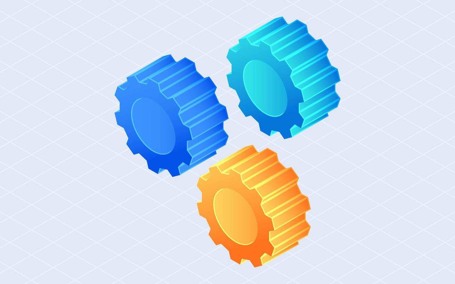 Isometric gearwheel. Manufacturing engineer isolated on white background vector