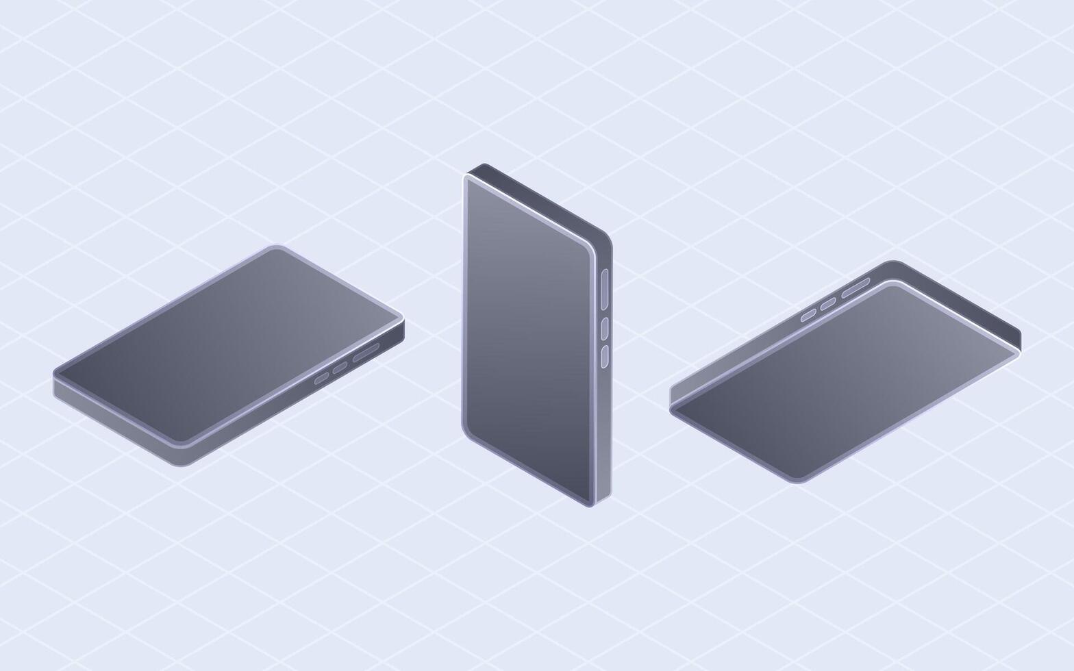 Isometric smartphone mockup. Phone viewpoint display isolated on white background vector