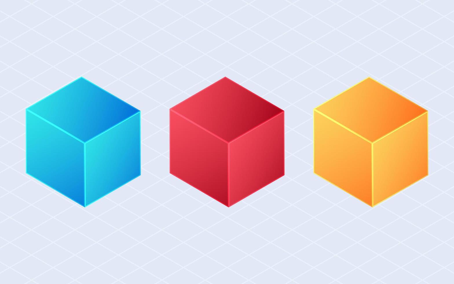 Isometric Cube set. Modeling cubes isolated on white background vector