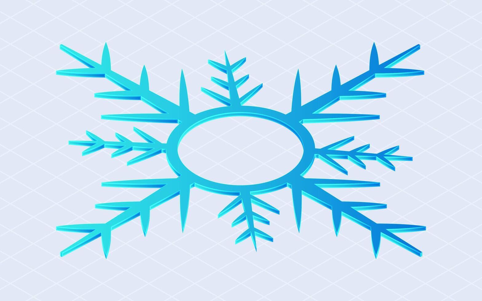 Isometric snowflake ice crystal. Falling snow flakes isolated on white background vector