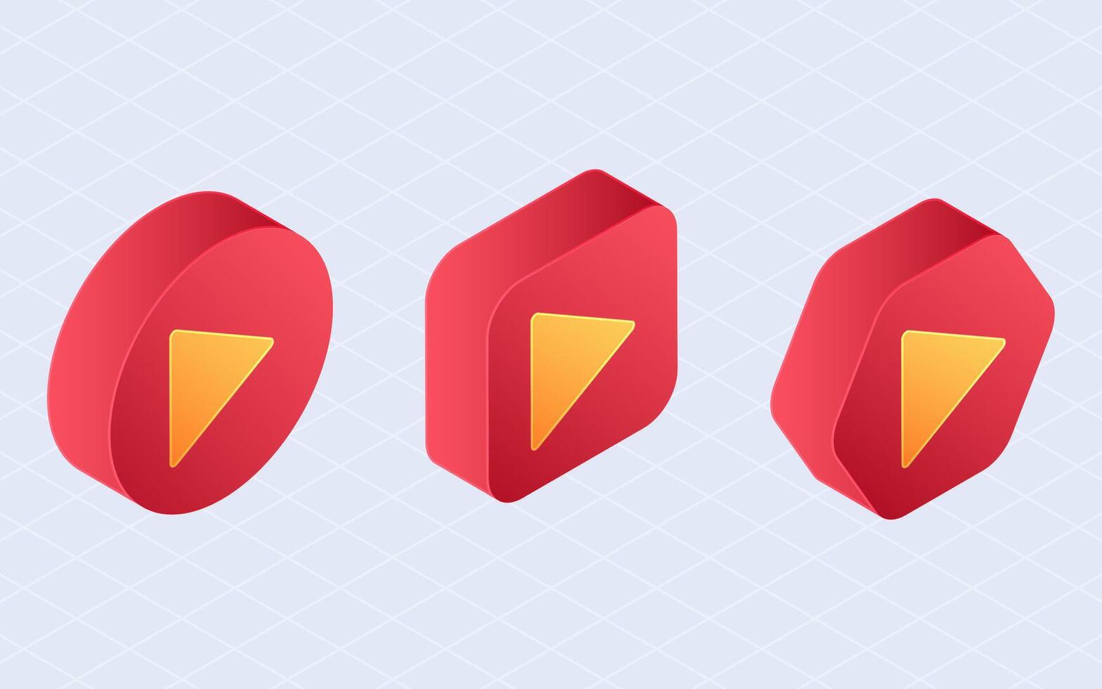 Isometric play button. Start media symbol isolated on white background vector