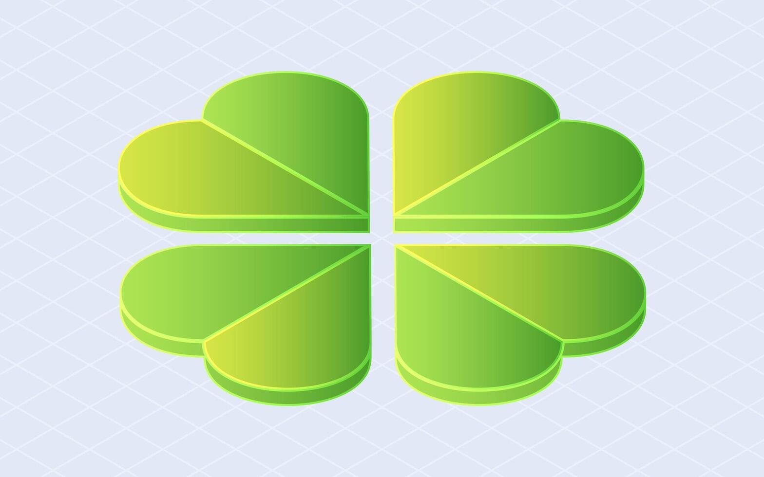 Isometric Clover. Green clover leaves isolated on white background vector