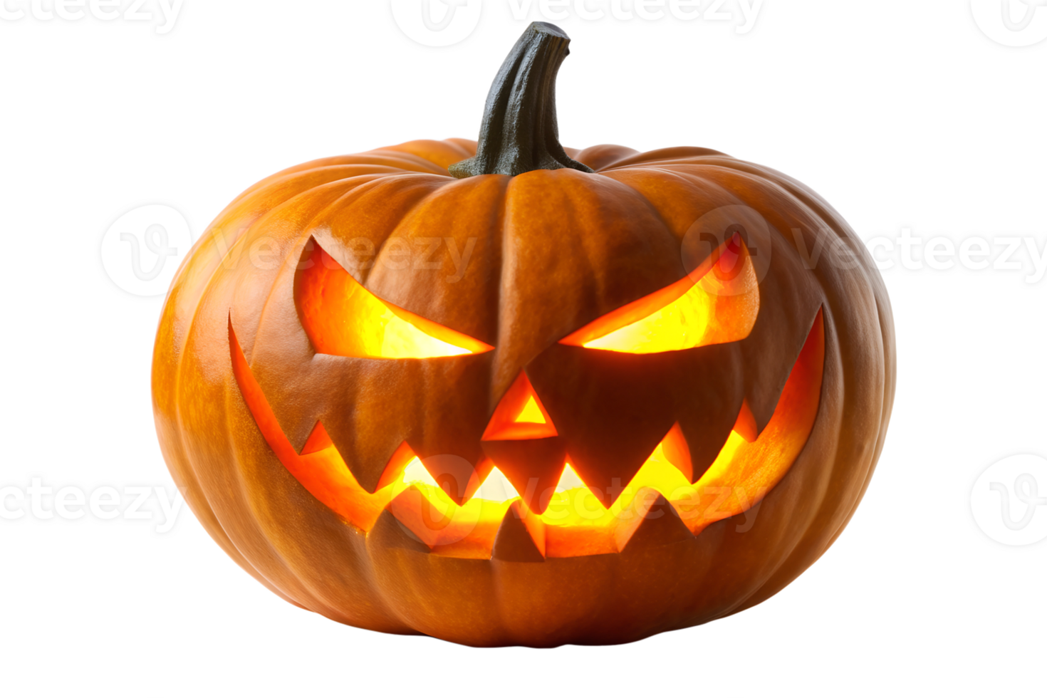 Evil glowing jack-o'-lantern with sharp fangs png