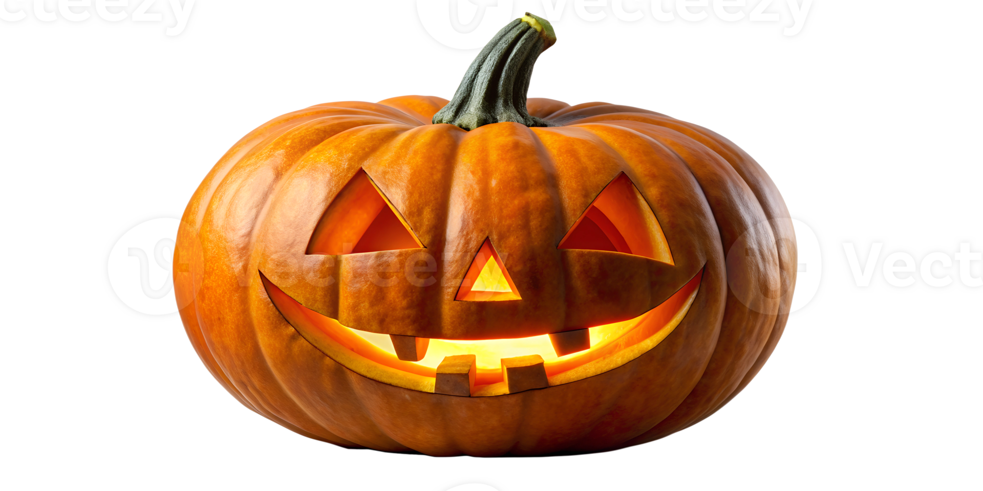 Carved Halloween Pumpkin Jack-O-Lantern with Glowing Smile png