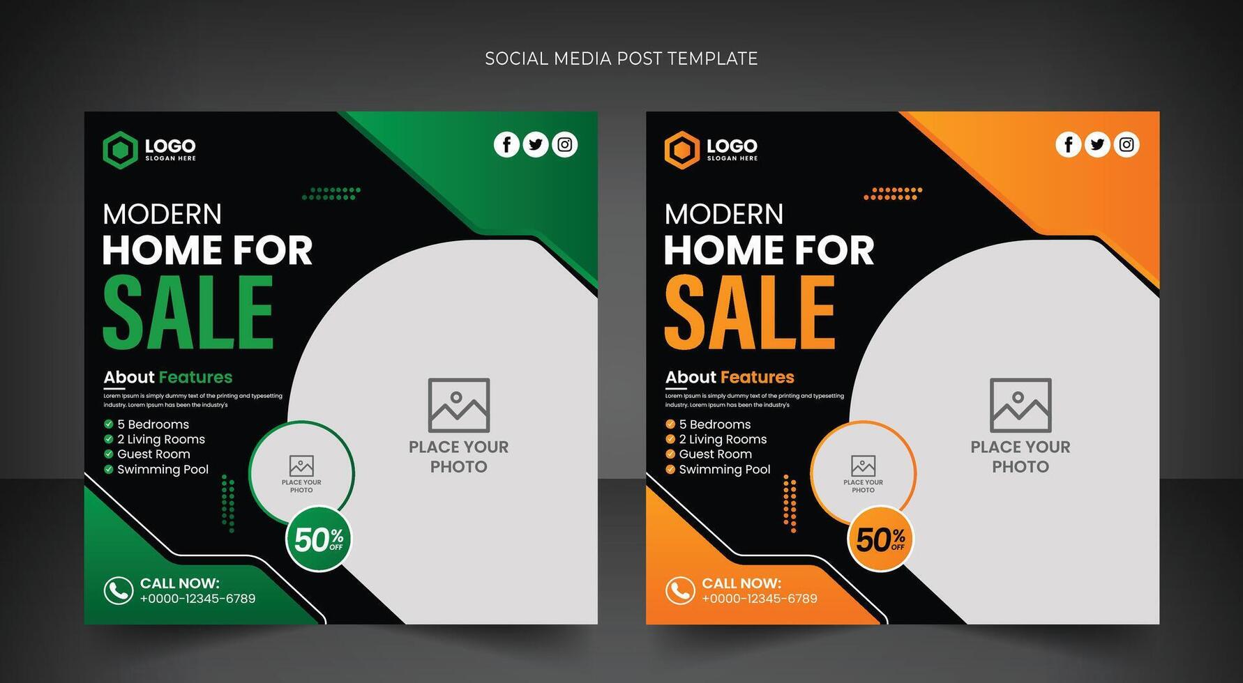 Real estate property home sale banner or social media post banner bundle design template vector