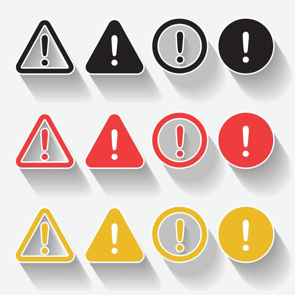 Isolated shadow warning logo icon design with yellow, red and black color vector