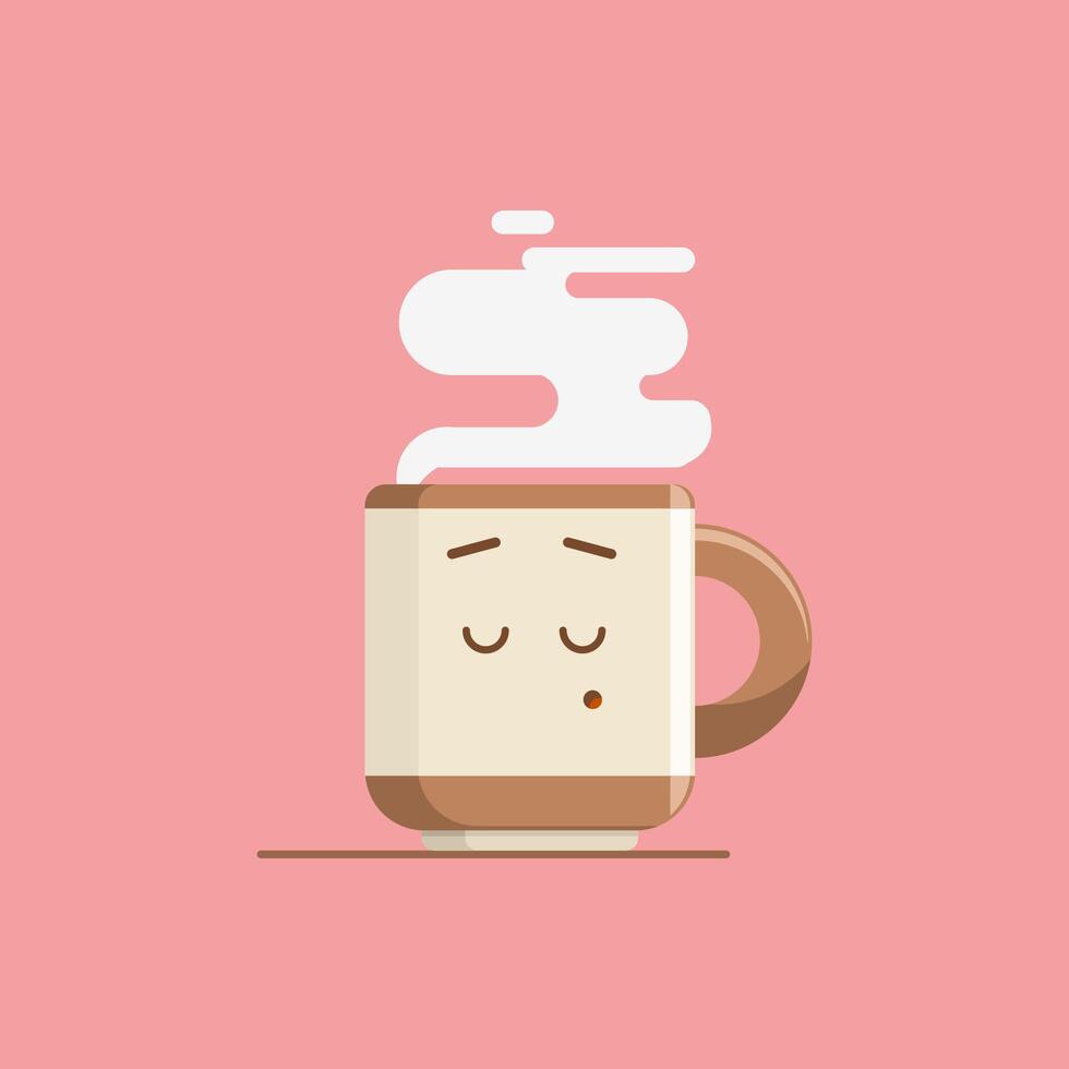 Hot coffee character sleepy, zzzzz, hoam vector