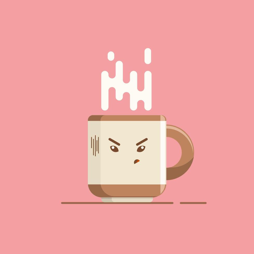 Angry coffee cup character, cute angry coffee cup vector