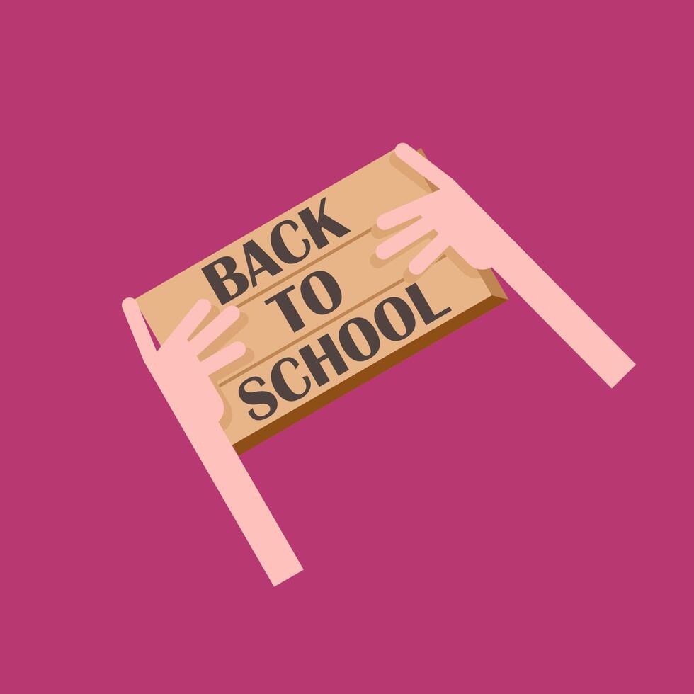 Back to school with wooden board hanging with hand vector