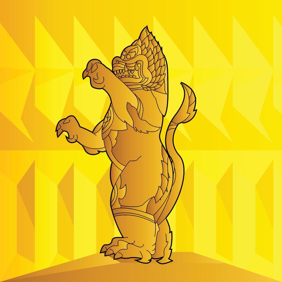 Cambodia traditional lion statue vector