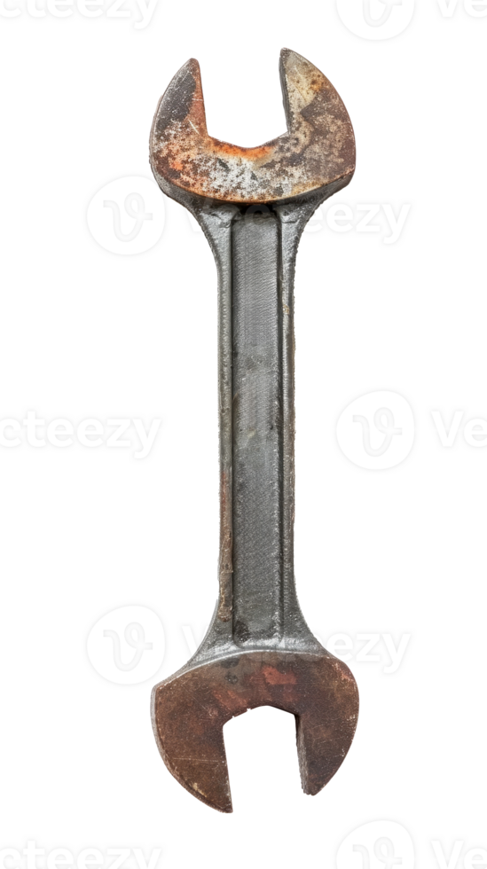 Rusty Old Wrench Isolated, cut out transparent png